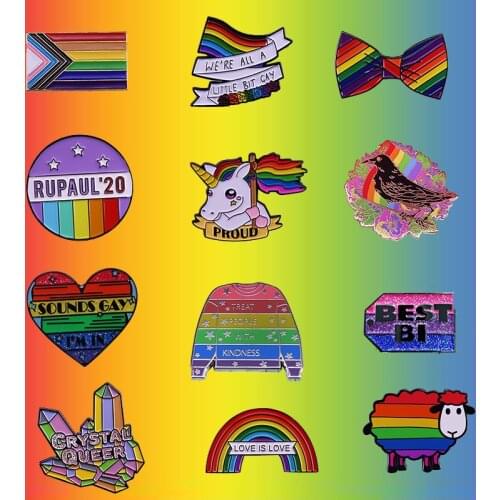 Rainbow LGBTQ Enamel Pin Love is Love Badge Sounds Gay Jewelry
