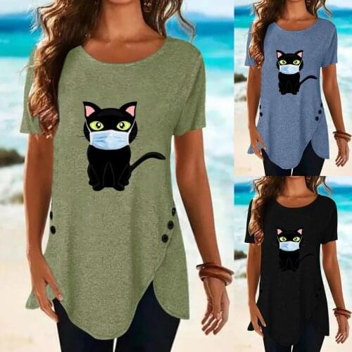 SAGACE Summer short sleeve printed womens T-shirt, 2021 new relaxed and comfortable womens top футболка женская