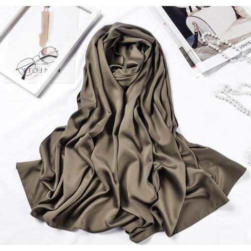Long Scarves Shawls Solid Color Silk Satin Hijab Scarf For Women Elegant Neck Scarf Female 70*190cm Big Poncho Scarfs For Ladies