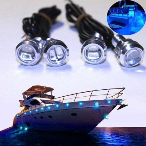 4x Blue LED Boat Light Silver Waterproof Underwater Fit Seadoo GTX WaveRunner High Brightness Ambient Light