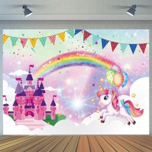 Light Bokeh Fantasy Castles Unicorn Backdrops Photography Little Pony Rainbow Cake Dessert Table Backgrounds For Girl Princess