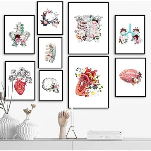 Brain Heart Anatomy Vintage Wall Art Canvas Painting Nordic Posters And Prints Wall Pictures For Living Room Decor