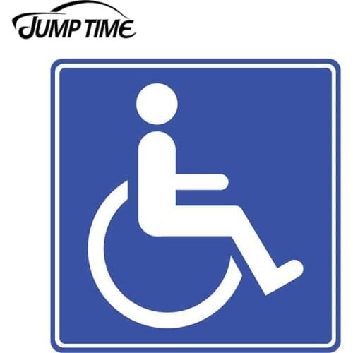 Jump Time 13cm x 13cm For Handicap Logo Parking Sign Table Wheelchair Car Window Bumper Decal Vinyl Sticker Auto Decor