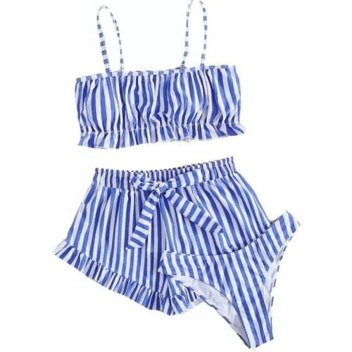 AECU Two Pieces Swimwear 2021 Sexy Bikini Padded Three Pieces Swimsuit Women Bathing Suits Tankini Swimsuits Sexy Bikini Set