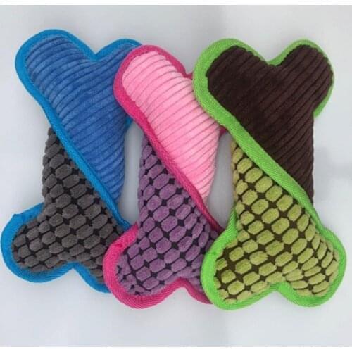 1pcs Squeak Chew Dog Toys Sound Dog Cat Toys Pet Funny Bite Resistant Plush Toys Bone Shaped Fit For All Pets Durability