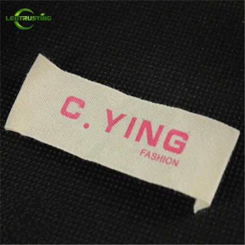 1000pcs Customized Printed White/Beige Cotton Garment Labels Tags Custom Personal Brand Logo Printed Labels for Baby Clothing