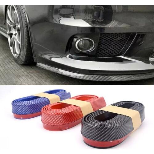 2.5m Car Bumper Lip Strip Protectors Splitter Body Kits Spoiler Bumpers Car Door Bumper Carbon Fiber Rubber Li