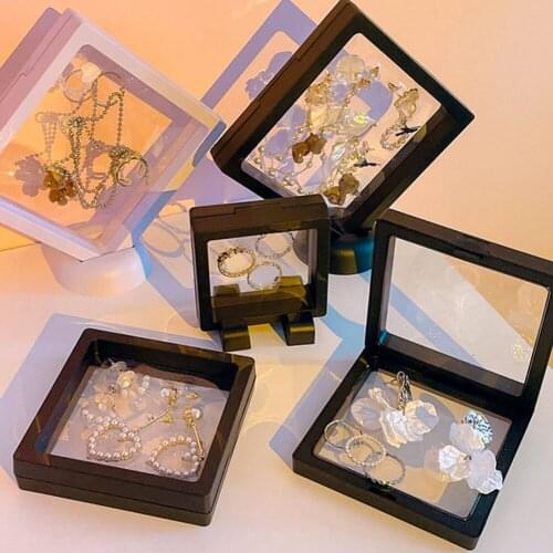2pcs Pe Thin Flim Jewelry Storage Box Durable Clear Jewelry Display Box Floating Frame Display Case Dustproof Earrings Necklaces