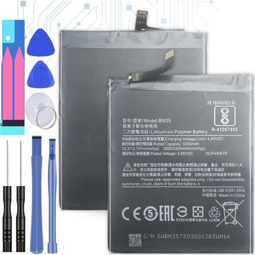 For Xiao mi BN35 Battery for Xiaomi Redmi 5 5.7" Replacement Battery for Redmi5 BN 35 3200 mAh High Capacity Phone Battery+tools