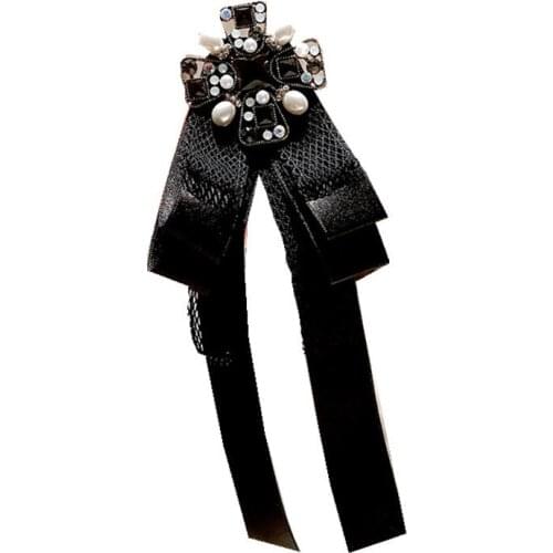 Free shipping new fashion Korean female woman bow tie star shirt collar flower pin brooch retro bow lace rhinestone pearl