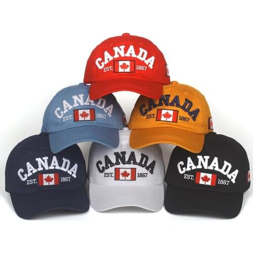 2020 Cotton Gorras Canada Embroidery Baseball Cap Flag Of Canada Snapback Hat Adjustable Unisex dad Caps