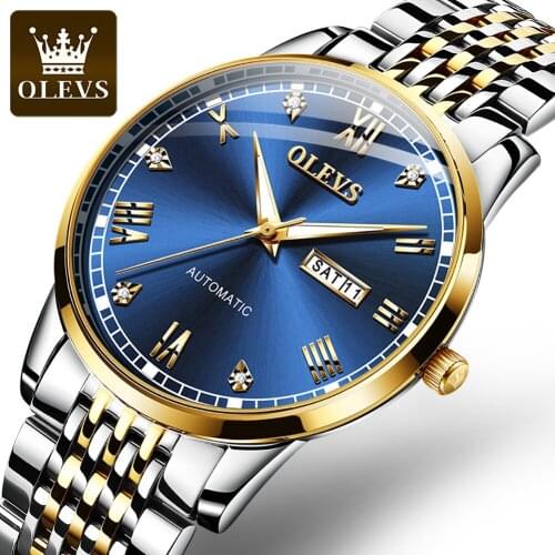 OLEVS New Mechanical Wristwatch Mens Top Brand Stainless Steel Sports Waterproof Automatic Watch Mens watch Relogio Masculino