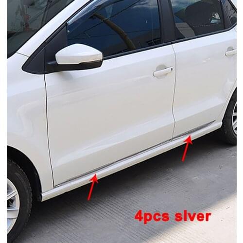 4pcs for polo 2011-2018 Door Side bar Body collision avoidance Decorative strip Stainless steel