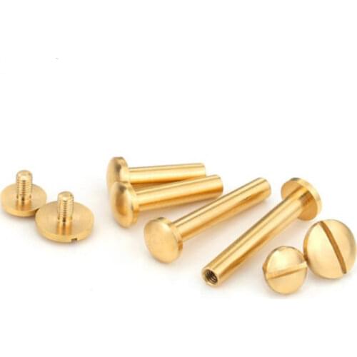 10pcs 10x4-10mm round Luggage Leather belt Brass Craft Solid Screw Rivet Double Cambered Head Belt Rivets DIY Leather craft Nai