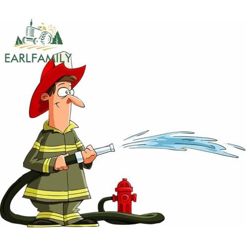 EARLFAMILY 13cm x 9.3cm For Firemen Funny Car Stickers Waterproof Decal 3D Vinyl Material Occlusion Scratch For JDM SUV RV