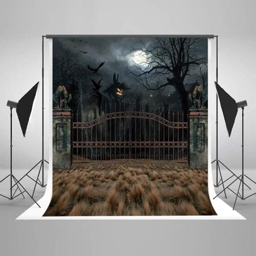 Photographic Background Backdrop 5x7ft Black Night Wood Tree Haunted House Halloween Backdrops for Pictures Custom Photo