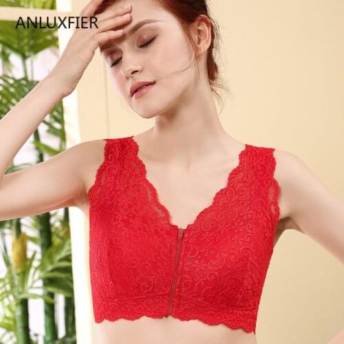 H9652 Lace Bra Underwear Ladies After Breast Cancer Surgery Without Steel Ring Thin Breathable Bras Front Buckle Zipper Lingerie