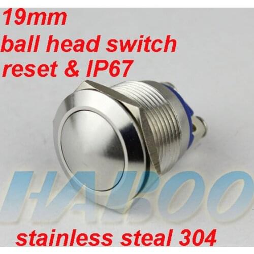 HABOO EP19 series 1pcs packing ball head anti-vandal push button switch pcb type 1NO 3A 250V waterproof switch IP67