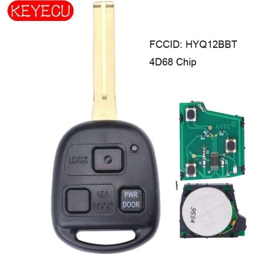 KEYECU Remote Key Fob 3 Button 4D68 Chip for Lexus RX350 ES330 RX330 RX400h FCC: HYQ12BBT
