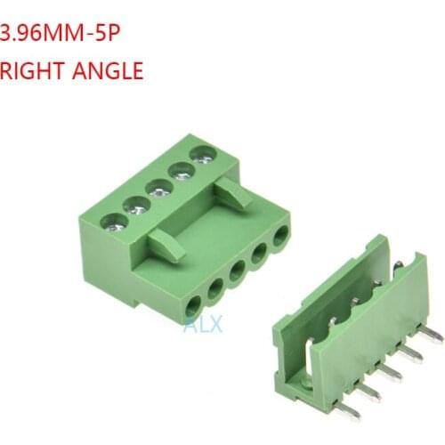 10SETS HT3.96 5pin 3.96MM pitch RIGHT ANGLE pluggable screw terminal block 3.96 5 pin PLUG TYPE pcb connector PLUG + SOCKET 300v