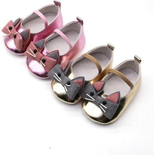 Hot Baby Girl Shoes Luxury Newborn Baby Girls Kitten Leather Shoes Soft Sole Single Shoes Princess Shoes For Baby First Walkers