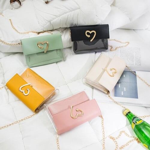 Small fresh fashion bag with transparent small square bag Shoulder diagonal package chain jelly package pao028 18X4X13cm