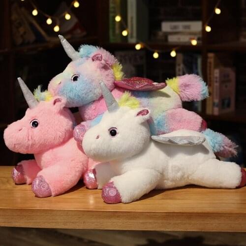 38cm Cute Luminous Unicorn Plush Stuffed Animal Toy LED Lamp Pillow Sleeping With Children Gift
