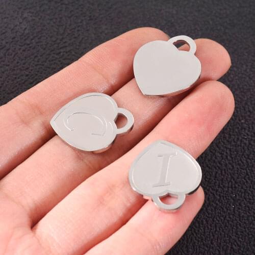 Hypoallergen 5Pcs/Lot Stainless Steel Fashion 26 Alphabet Initial Letter Crafts Charm Jewelry DIY For Jewelry Making Finding