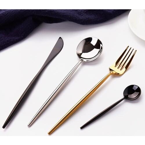 Tableware Gold Cutlery Set Dinnerware Set 304 Stainless Steel Black Gold Cutlery Set Butter Knife Dessert Spoon Dinner Fork