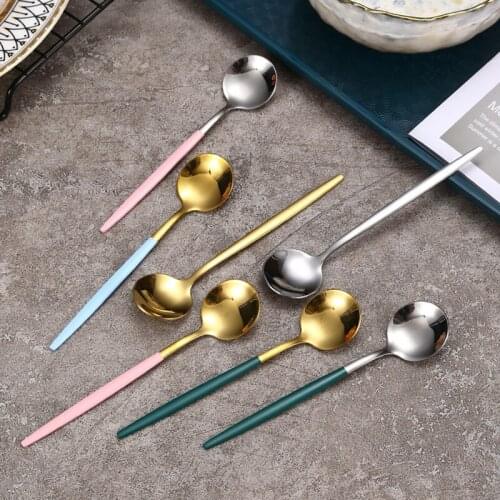 6pcs Stainless Steel Tableware Set Rainbow Gold Dinnerware Set Knife Fork Spoon Flatware Set Dishwasher Safe Cutlery Set