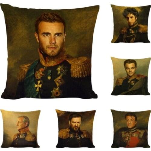 Designer Retro Royal Oil Painting Cushion Cover Boho Metallic Gold Medal 45X45Cm Linen Home Office Furniture Throw Pillow Covers