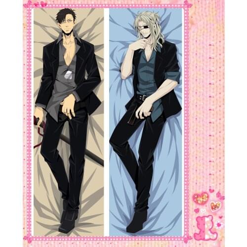 Anime Cartoon GANGSTA Double Bolster Hugging Pillow Case Pillow Cover Pillowcase Peach Skin 2 Way No.58020