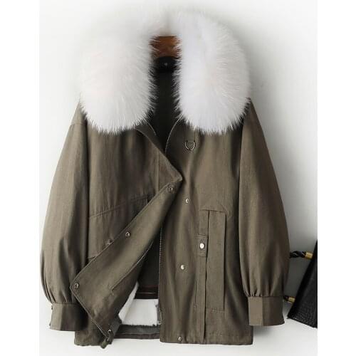 Super Big Real Raccoon Fur Coats Womens Real Rex rabbit fur liner Parkas Coat Female Winter Liner Detachable Warm Parkas wy326