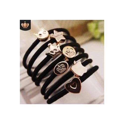 GIFT 600pcs/lot DIY Multi/Black Alloy Rubber Bands Simple High Elasticity Hair Rings Styling Tools Accessories HA666