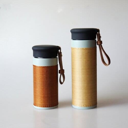 Stainless Steel Water Bottle Chinese Style Handmade Bamboo Thermos Portable Thermos Cup Home And Outdoor Travel Water Cups