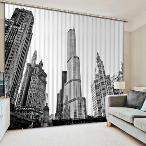 Customized size Luxury Blackout 3D Window Curtains For Living Room night view curtains