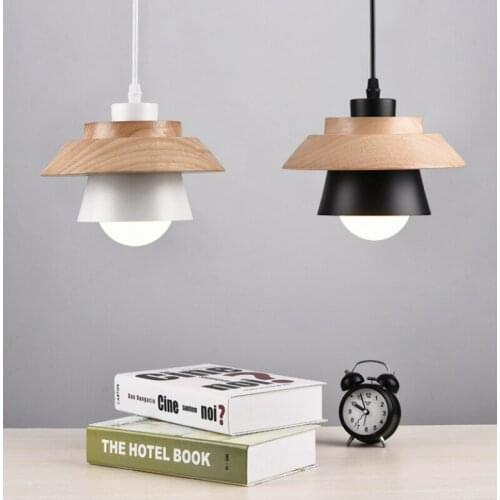 Modern led pendant lights solid wood wooden art aluminum hanging lamp restaurant bar bedroom balcony corridor industrial lights