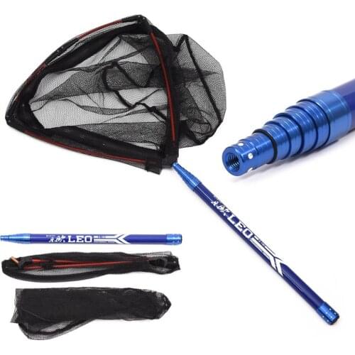 Triangle Dip Net Head Carbon fiber Rod 2.1m 6 sections Portable Hand Net Outdoor Fishing Net