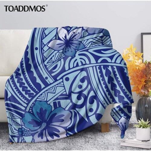 TOADDMOS Hawaii Polynesian Hibiscus Design Comfort Fleece Blanket Sofa Nap Warm Blanket Thin Quilt for Kids Adults Soft Bedding