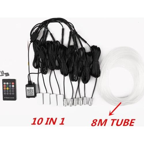 Universal 10 in 1 RGB LED with 8M Car Interior Decor Fiber Optical Strip Light by App Control 12V Decorative Atmosphere Lamps