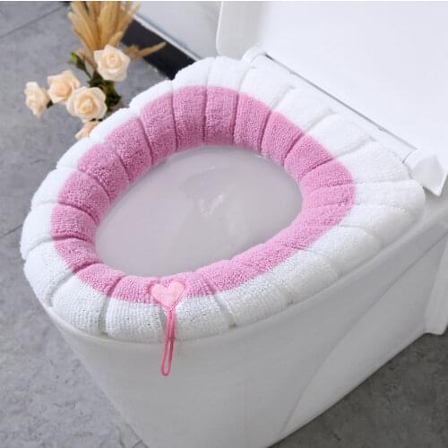 Toilet Seat Mat Set Bathroom Universal Warm Soft Washable Closestool Mat Seat Case Winter Warmer Mat Pad Bidet Covers