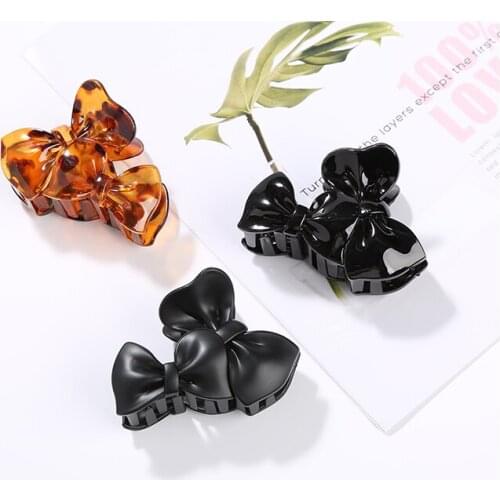 Japanese Bowknot Leopard Resin Claw Hairpin Clips Girl Hairpin Sweet and Playful Style Wholesale and Clip By