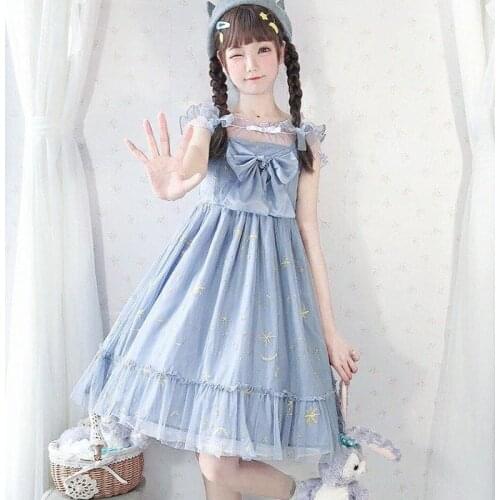 Japanese Soft Girl Lolita Dress Women Retro Cute Teenagers Japan Loli Jsk Slip Outfit Kawaii Mesh Fairy Tea Princess Party Dress