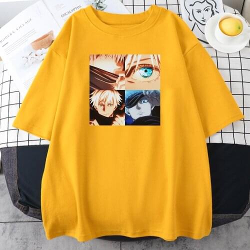 Satoru Gojo Character Eyes Womens T-Shirt Korean Style Casual T Shirts 2021 Summer Cool T Shirt Fashion Black Tees For Girls