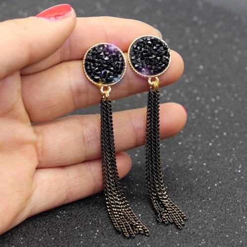 2020 New Design Black Gold Color Round Earrings For Women Big Statement Earrings Vintage Metal Geometric Drop Earring Long Boho