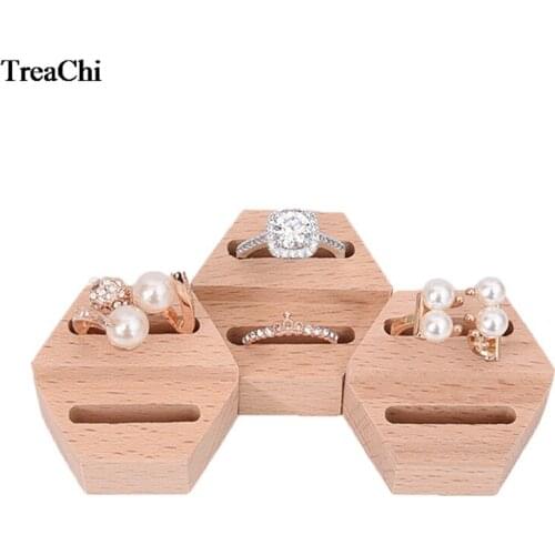 Solid Wood Hexagon Creative Ring Display Bracket Jewelry Ring Storage Rack Hexagon 1 Pcs Joyeros Organizador De Joyas