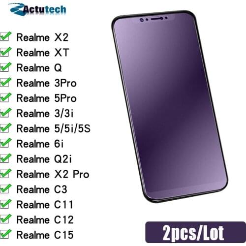 2Pcs/lot Matte Anti Blue Light Tempered Glass For Realme 3 5Pro C3 Screen Protector For Realme X2 XT 5 6i Glass for realme X2pro