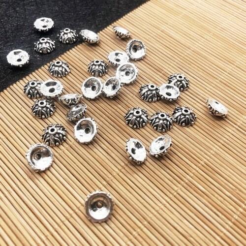 20pcs/Lot 9.5x9.5x4mm Antique Round Flower Metal Bead End Caps for Jewelry Making Findings Needlework Diy Accessories Wholesale
