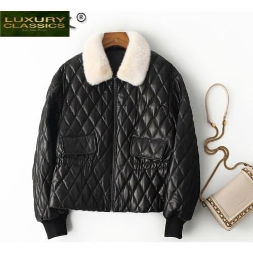 2021 Womens Winter Down Jacket 90% White Duck Down Real Sheepskin Coat Female Parkas Woman Mink Fur Collar Abrigo Mujer