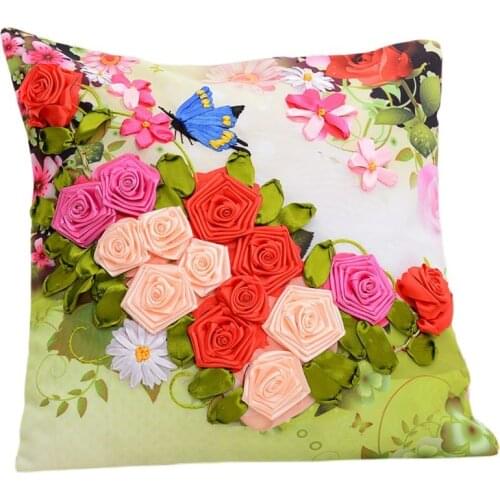 3D printing stitch / Ribbon embroidery pillow / car pillow pillow Campanula Continental living room / rose ribbon embroidery